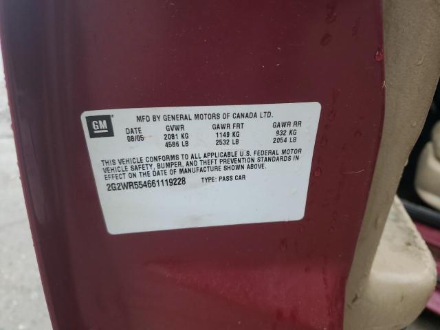 2G2WR554661119228 - 2006 PONTIAC GRAND PRIX ბურგუნდია ფოტო 12
