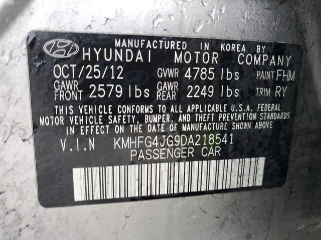 KMHFG4JG9DA218541 - 2013 HYUNDAI AZERA SILVER photo 10