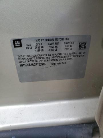 1G11C5SA5GF125915 - 2016 CHEVROLET MALIBU LIM 金色 照片 10