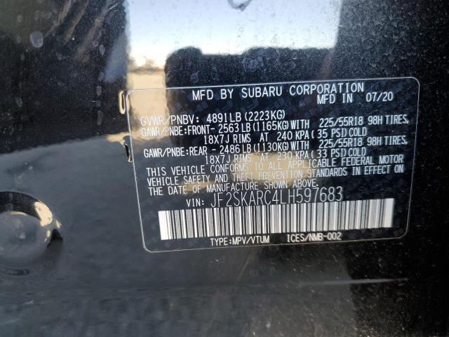 JF2SKARC4LH597683 - 2020 SUBARU FORESTER S BLACK photo 14