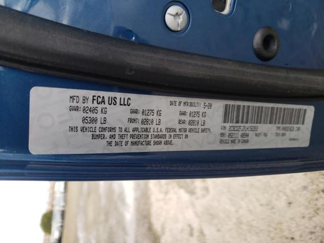 2C3CDZFJ7LH156353 - 2020 DODGE CHALLENGER BLUE photo 10