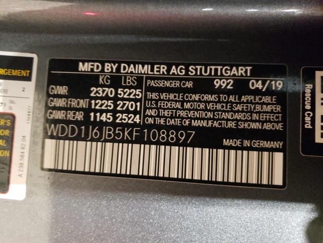 WDD1J6JB5KF108897 - 2019 MERCEDES-BENZ E 450 4MAT GRAY photo 10