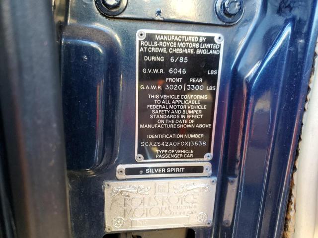 SCAZS42A0FCX13638 - 1985 ROLLS-ROYCE SILVER SPI Mavi foto 12