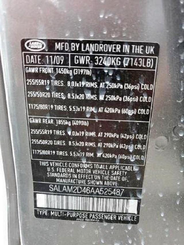 SALAM2D46AA525487 - 2010 LAND ROVER LR4 HSE PL GRAY photo 10