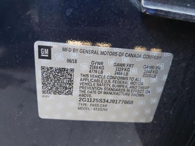 2G1125S34J9177668 - 2018 CHEVROLET IMPALA PRE ლურჯი ფოტო 10