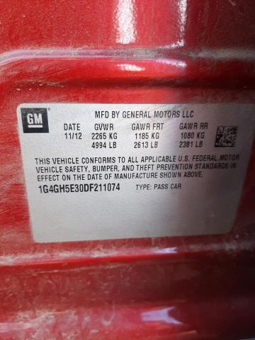 1G4GH5E30DF211074 - 2013 BUICK LACROSSE P RED photo 12