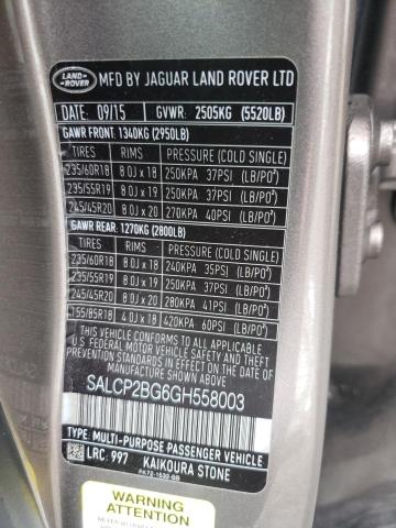 SALCP2BG6GH558003 - 2016 LAND ROVER DISCOVERY BROWN photo 13