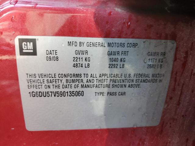 1G6DU57V590135060 - 2009 CADILLAC CTS HI FEA RED photo 10