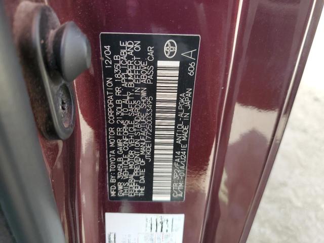 JTKDE177250033495 - 2005 TOYOTA SCION TC BURGUNDY photo 12