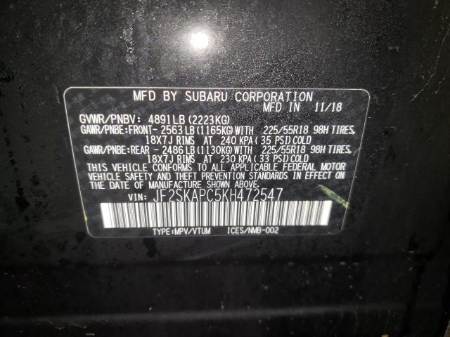 JF2SKAPC5KH472547 - 2019 SUBARU FORESTER S BLACK photo 14