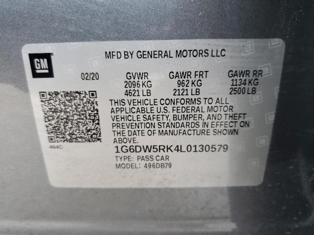 1G6DW5RK4L0130579 - 2020 CADILLAC CT5 LUXURY GRAY photo 10