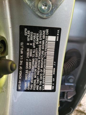 SHHFK7H49KU417012 - 2019 HONDA CIVIC SPOR 银色 照片 10