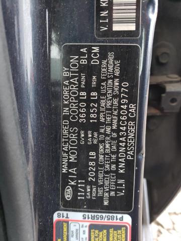 KNADN4A34C6049770 - 2012 KIA RIO EX BLUE photo 10