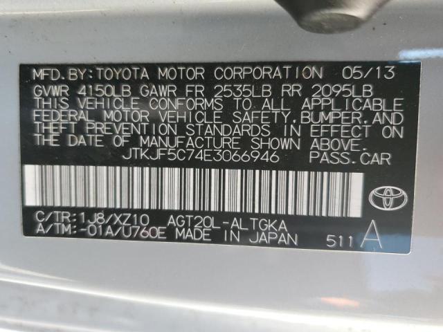 JTKJF5C74E3066946 - 2014 TOYOTA SCION TC 银色 照片 12