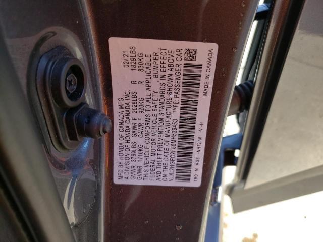 2HGFC2F85MH539453 - 2021 HONDA CIVIC SPOR 灰色 照片 12