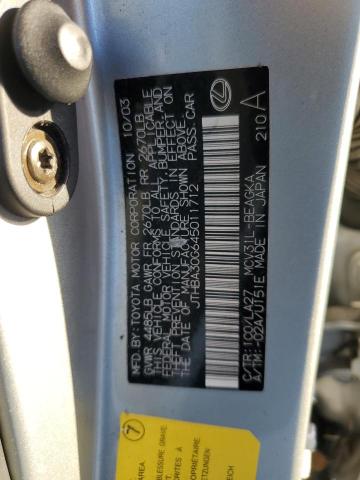 JTHBA30G645011712 - 2004 LEXUS ES330 SILVER photo 12