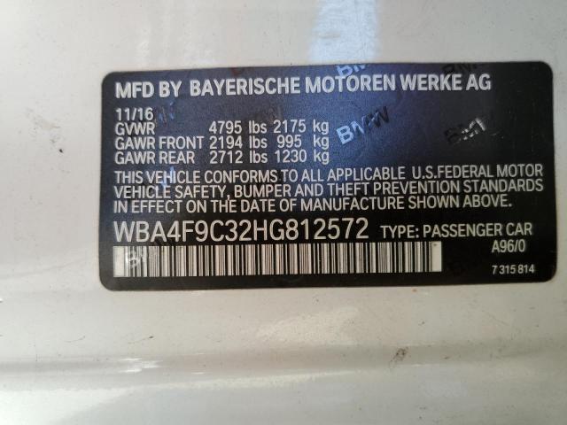 WBA4F9C32HG812572 - 2017 BMW 430XI GRAN WHITE photo 10