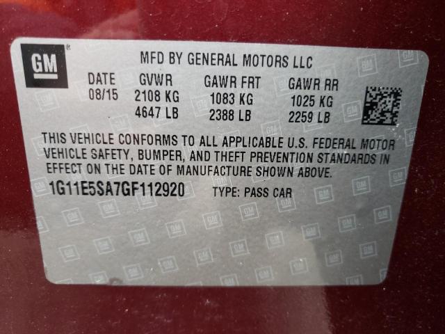 1G11E5SA7GF112920 - 2016 CHEVROLET MALIBU LIM 栗色 照片 10