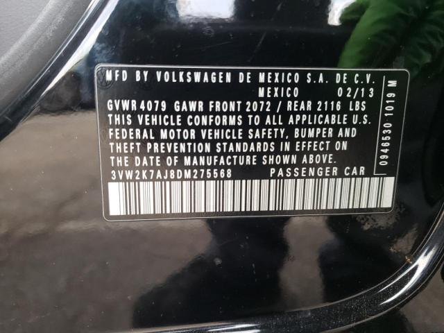3VW2K7AJ8DM275568 - 2013 VOLKSWAGEN JETTA BASE 黑色 照片 10
