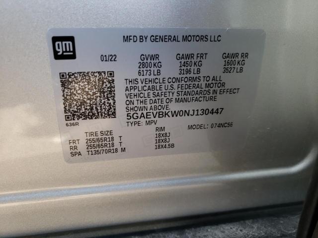 5GAEVBKW0NJ130447 - 2022 BUICK ENCLAVE PR SILVER photo 13