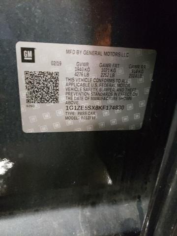 1G1ZE5SX8KF174830 - 2019 CHEVROLET MALIBU PRE CHARCOAL photo 12