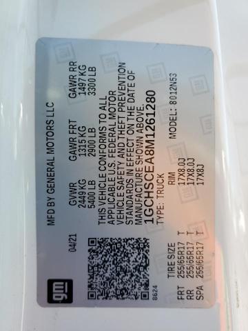 1GCHSCEA8M1261280 - 2021 CHEVROLET COLORADO L WHITE photo 12