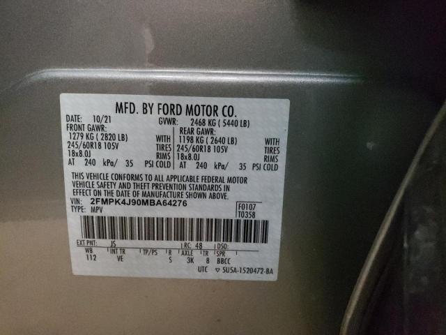 2FMPK4J90MBA64276 - 2021 FORD EDGE SEL SILVER photo 13