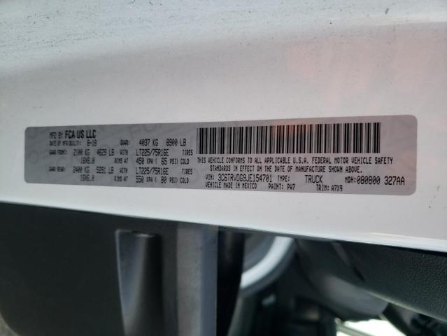 3C6TRVDG9JE154701 - 2018 RAM PROMASTER WHITE photo 10
