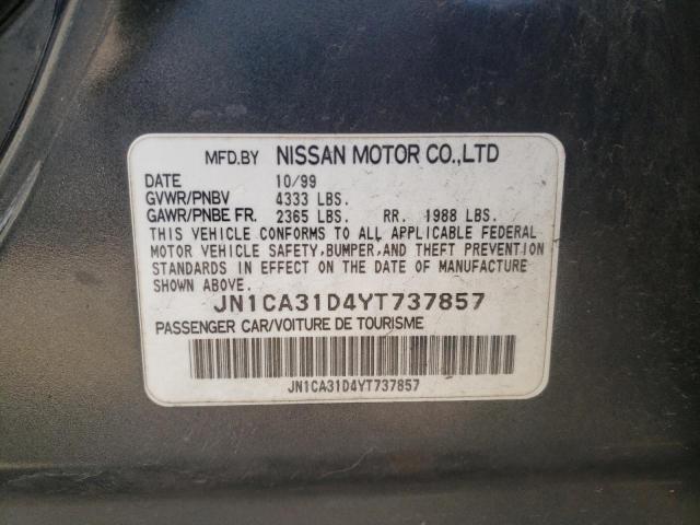 JN1CA31D4YT737857 - 2000 NISSAN MAXIMA GLE CHARCOAL photo 12