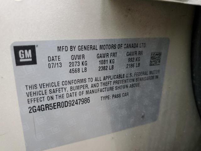 2G4GR5ER0D9247986 - 2013 BUICK REGAL CREAM photo 12