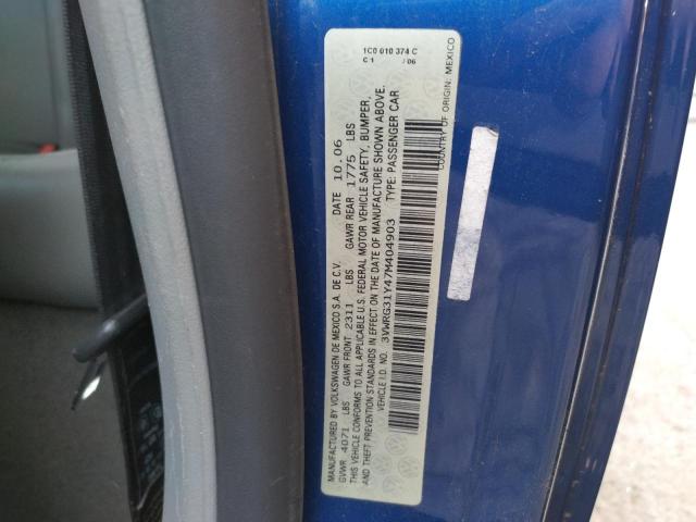 3VWRG31Y47M404903 - 2007 VOLKSWAGEN NEW BEETLE 蓝色 照片 10