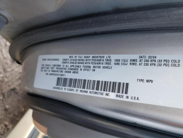 4S4BT62C547102011 - 2004 SUBARU BAJA SPORT SILVER photo 10