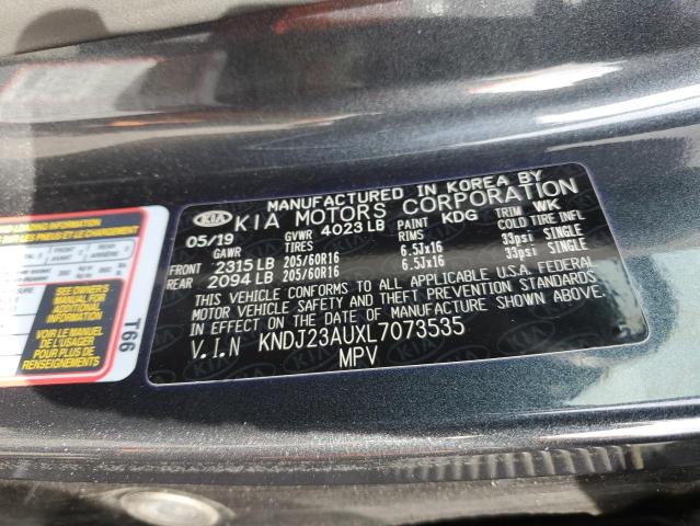 KNDJ23AUXL7073535 - 2020 KIA SOUL LX GRAY photo 10