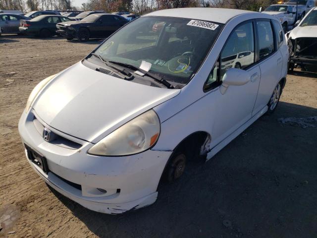 JHMGD38667S028783 - 2007 HONDA FIT S WHITE photo 2