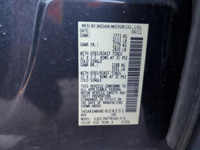 5N1AR1NBXBC624251 - 2011 NISSAN PATHFINDER CHARCOAL photo 14