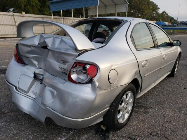 1B3ES56CX4D513223 - 2004 DODGE NEON SXT SILVER photo 4