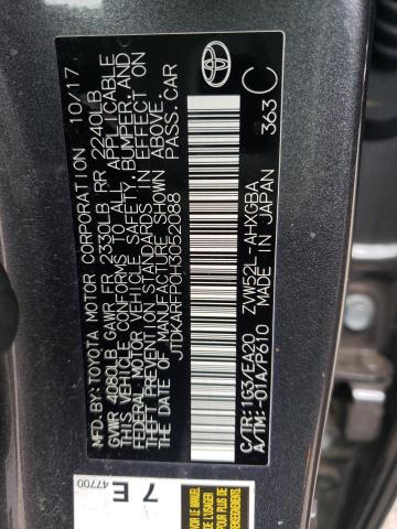 JTDKARFP0H3052088 - 2017 TOYOTA PRIUS PRIM 灰色 照片 10