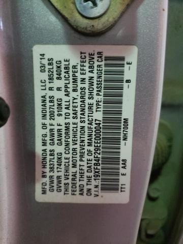 19XFB4F29EE000047 - 2014 HONDA CIVIC HYBR SILVER photo 10