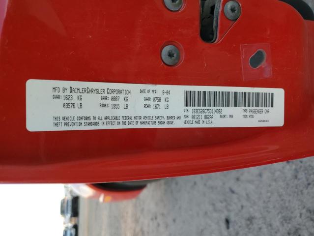 1B3ES26C75D114382 - 2005 DODGE NEON BASE RED photo 10