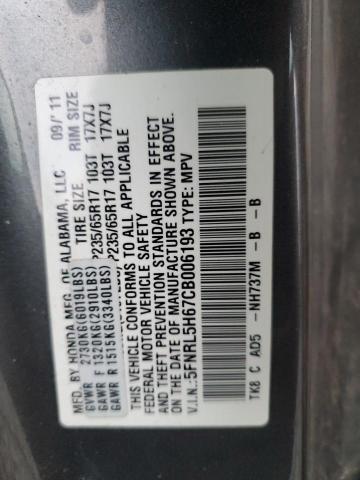 5FNRL5H67CB006193 - 2012 HONDA ODYSSEY EX GRAY photo 14