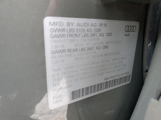 WA1FECF37L1017563 - 2020 AUDI Q3 PRESTIG GRAY photo 10