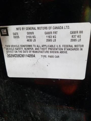 2G2WC58C961142894 - 2006 PONTIAC GRAND PRIX შავი ფოტო 10