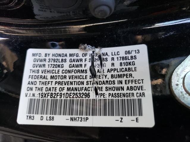 19XFB2F91DE253296 - 2013 HONDA CIVIC EXL Czarny zdjęcie 12