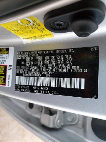 4T3BA3BBXCU033836 - 2012 TOYOTA VENZA LE SILVER photo 10