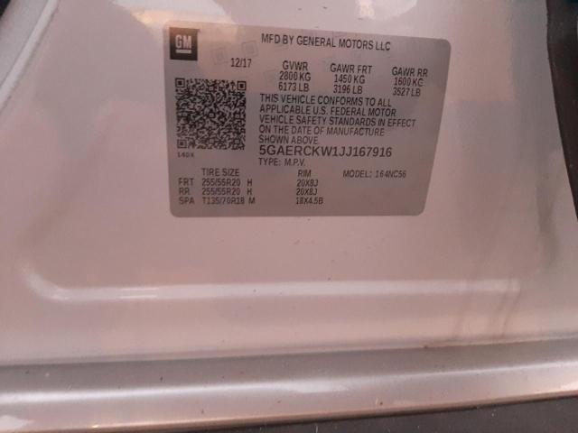 5GAERCKW1JJ167916 - 2018 BUICK ENCLAVE PR WHITE photo 13