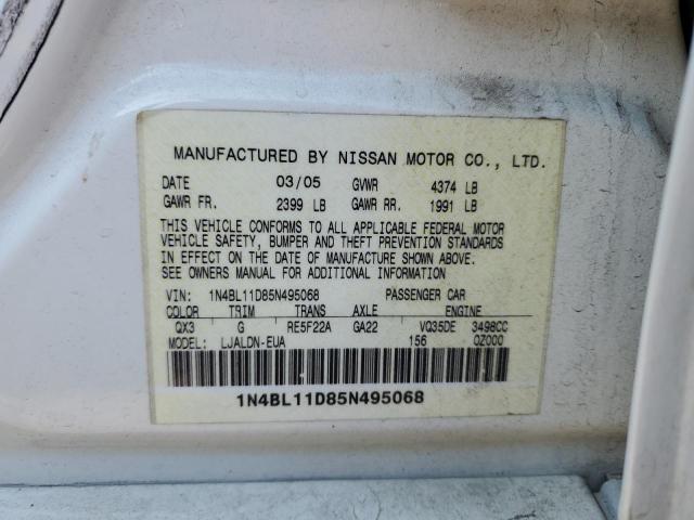 1N4BL11D85N495068 - 2005 NISSAN ALTIMA SE WHITE photo 13