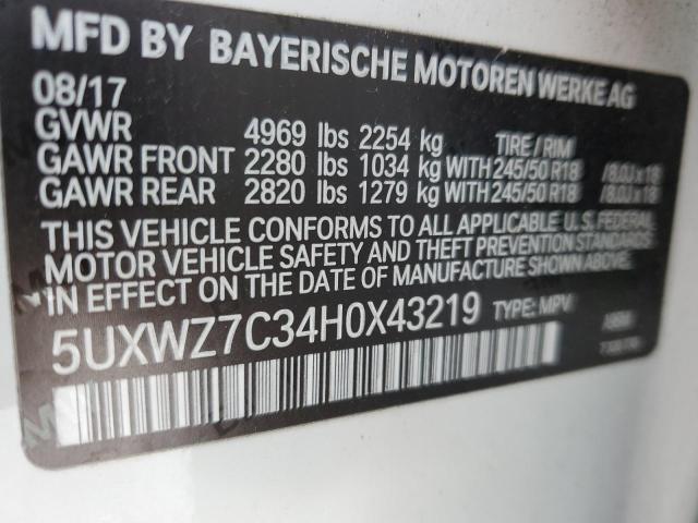 5UXWZ7C34H0X43219 - 2017 BMW X3 SDRIVE2 WHITE photo 13