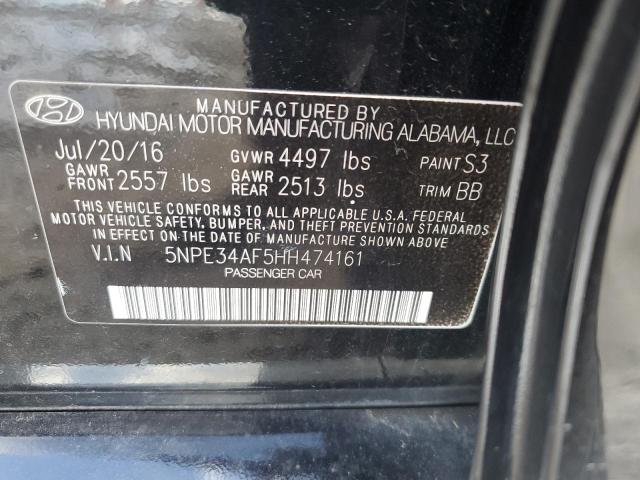 5NPE34AF5HH474161 - 2017 HYUNDAI SONATA SPO BLACK photo 10