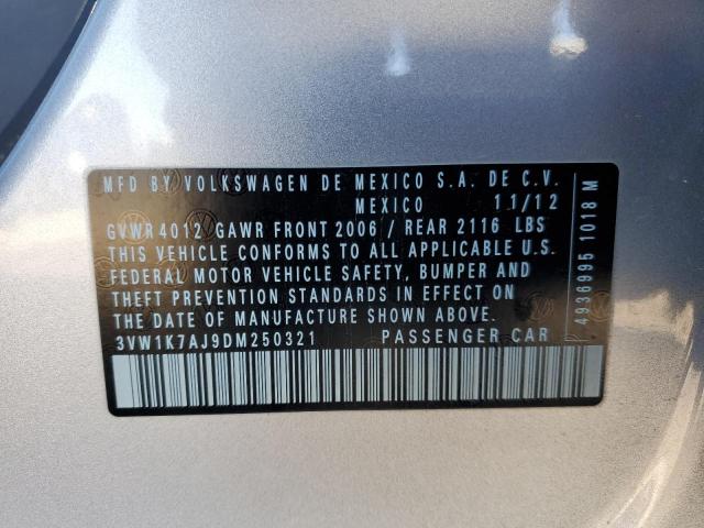 3VW1K7AJ9DM250321 - 2013 VOLKSWAGEN JETTA BASE 银色 照片 12