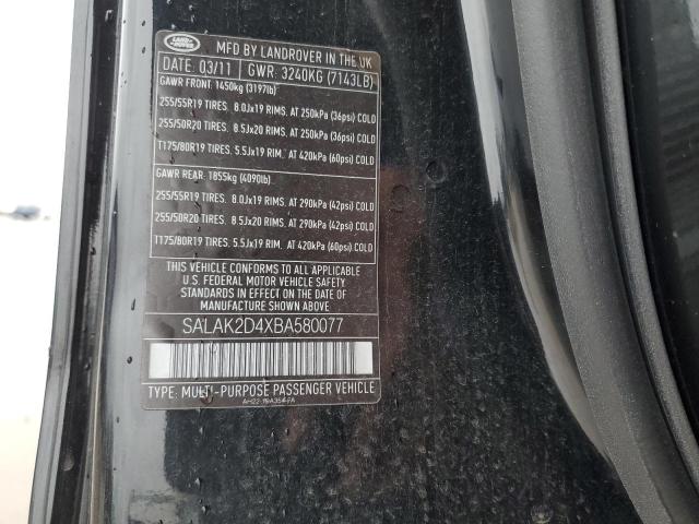 SALAK2D4XBA580077 - 2011 LAND ROVER LR4 HSE LU BLACK photo 13
